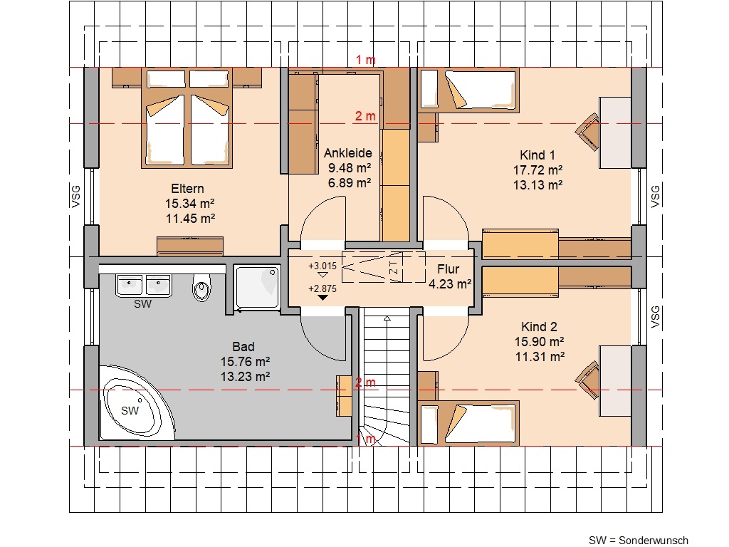 Ankleide am Eingang zum Schlafzimmer