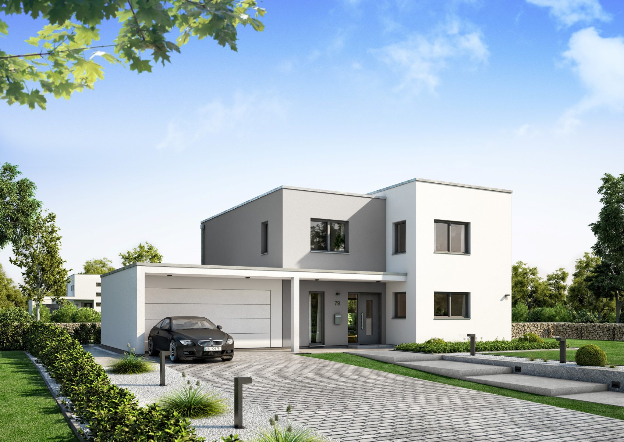 Die Garage mit dem Haus verbinden optisch kombinieren