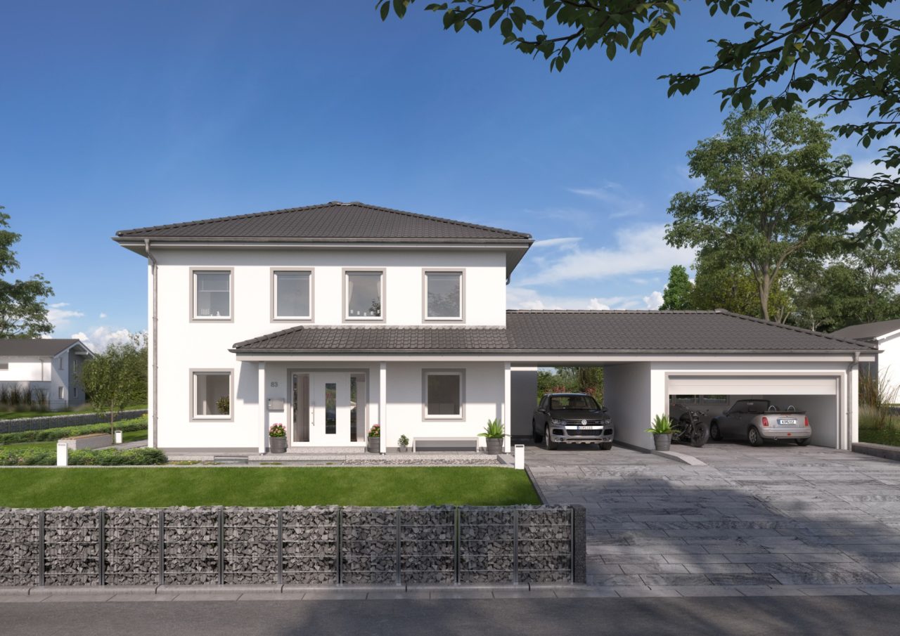 Die Garage mit dem Haus verbinden optisch kombinieren