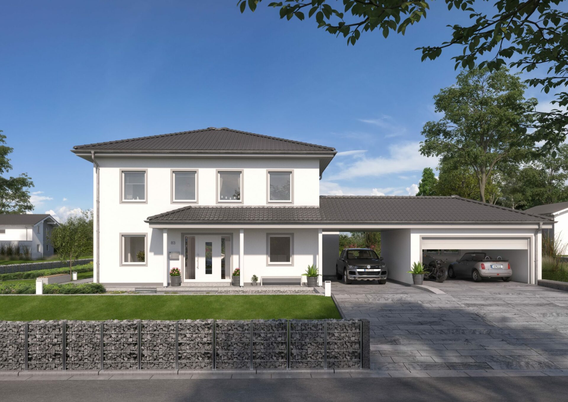 Die Garage mit dem Haus verbinden optisch kombinieren