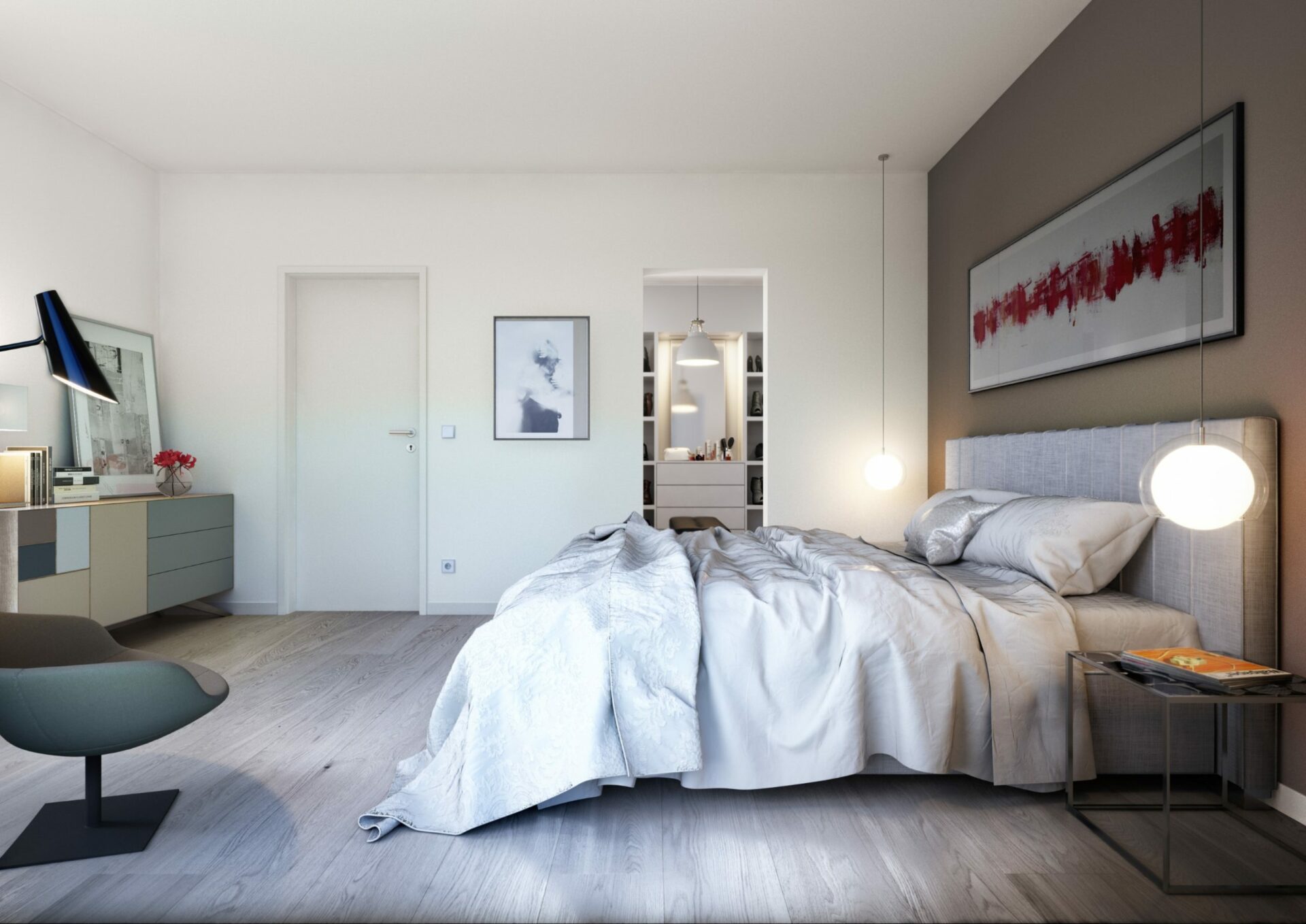 Modernes Schlafzimmer mit Ankleide