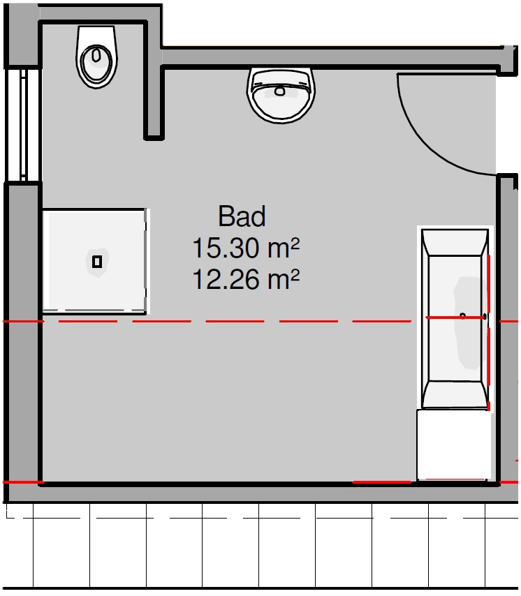 Grundriss Bad mit Dachschräge