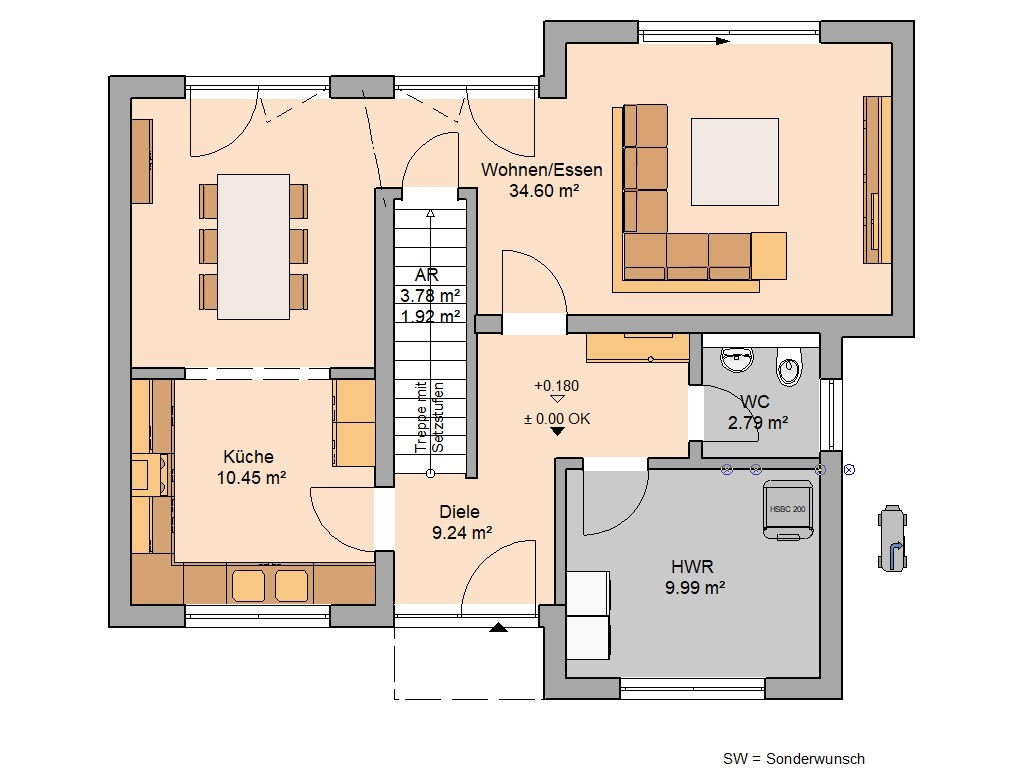 Bauhaus Modus Grundriss Erdgeschoss Speisekammer