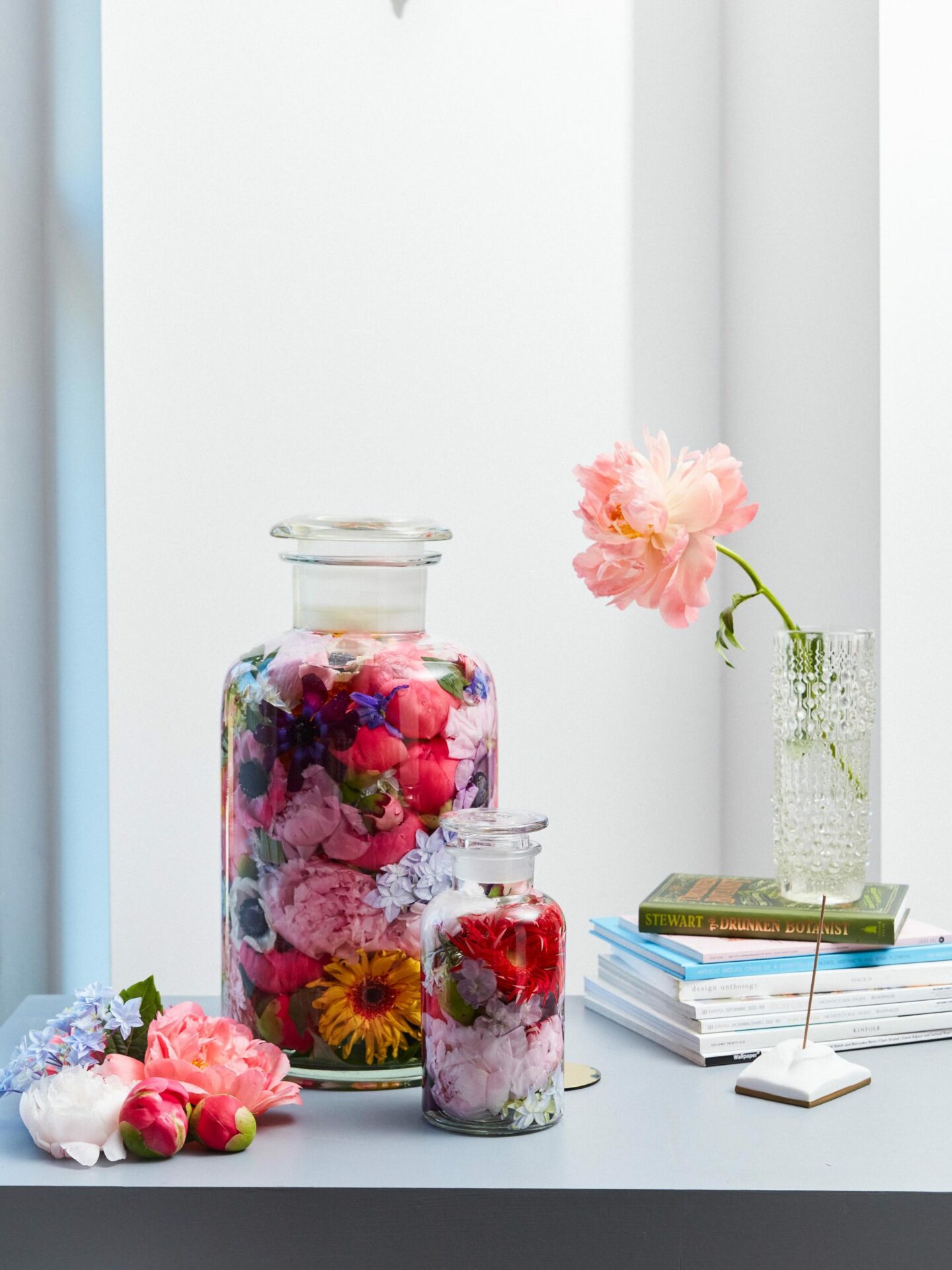 Blumenköpfe im Glas 