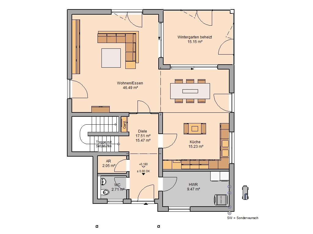 Familienhaus Akzent Grundriss Erdgeschoss