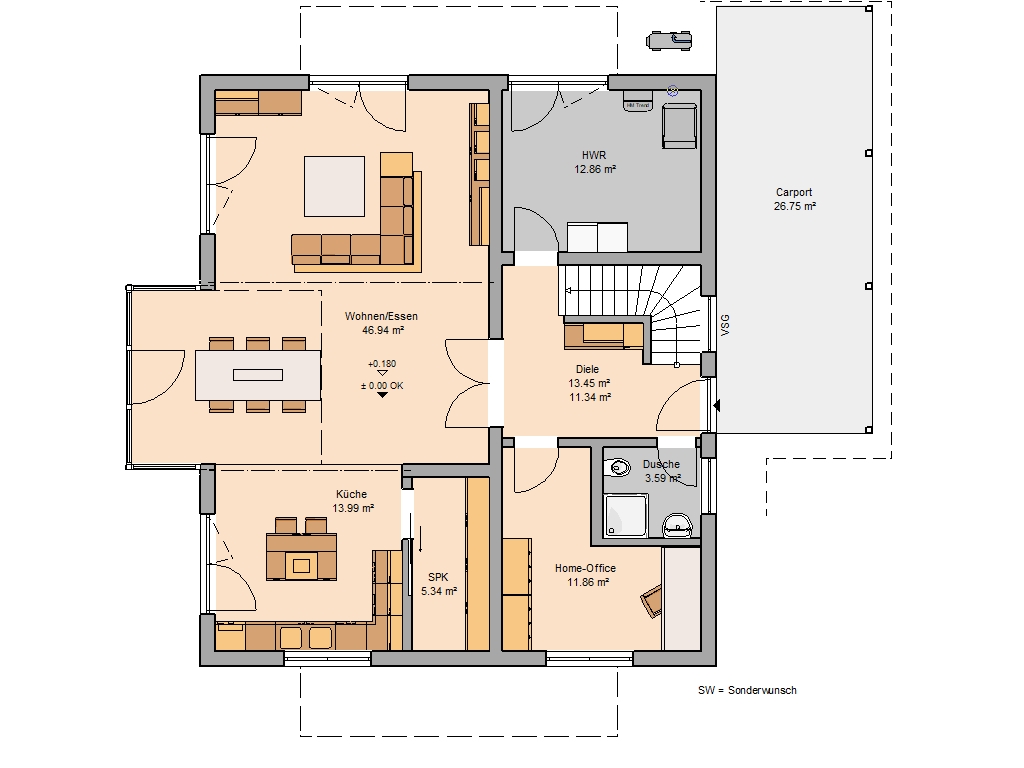 Familienhaus Luce Grundriss Erdgeschoss