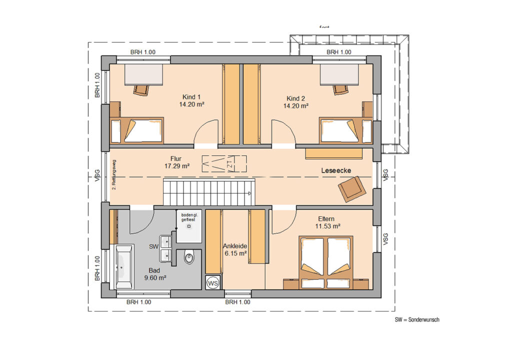 Grundriss Kern-Haus Cara Dachgeschoss