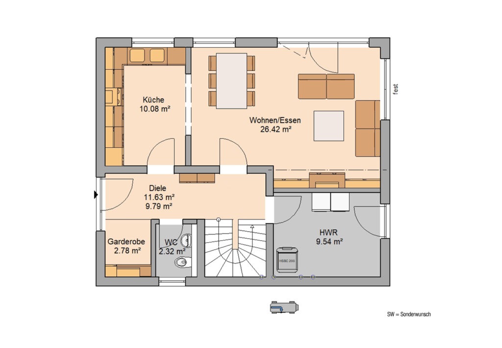 Grundriss Kern-Haus Cara Erdgeschoss