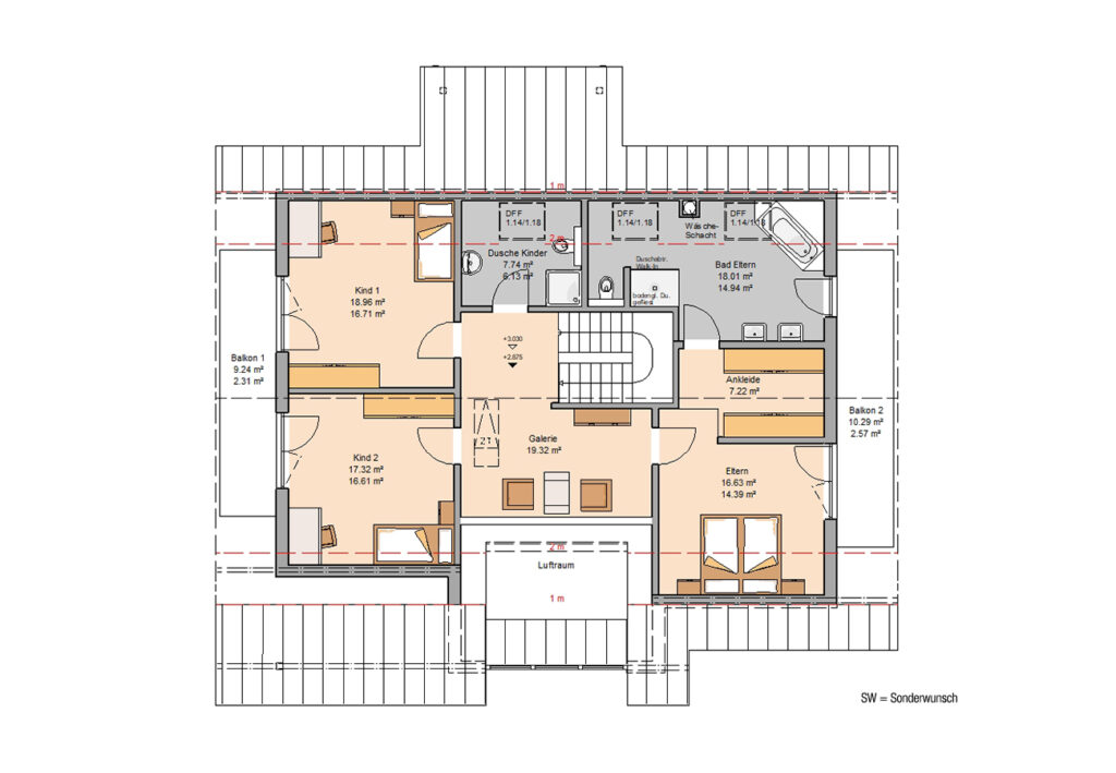 Grundriss Kern-Haus Maxime Dachgeschoss