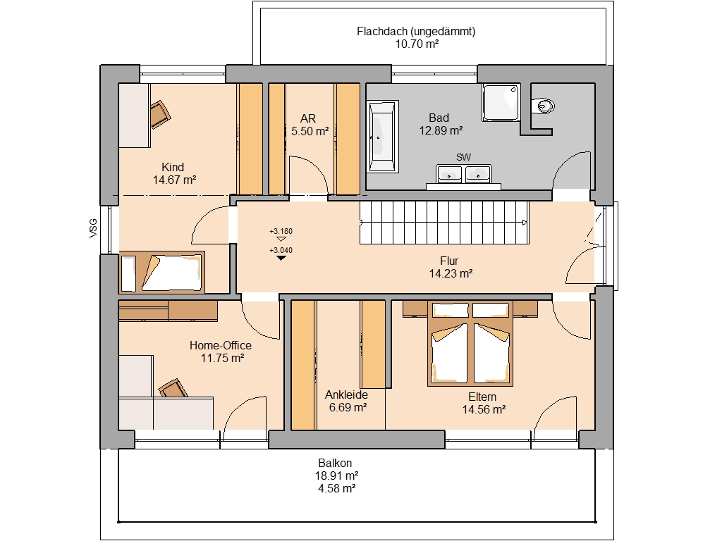 Kern-Haus Elea Grundriss Dachgeschoss